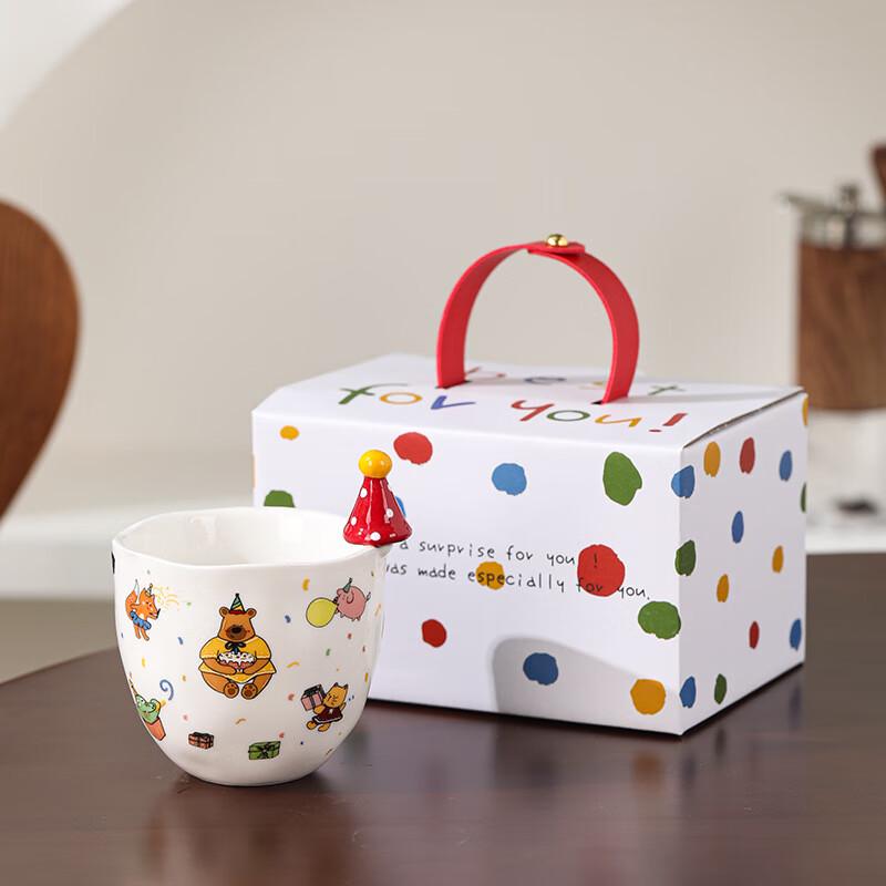 Shangqi Creative Bear Ceramic Mug with Hat Lid 280ml