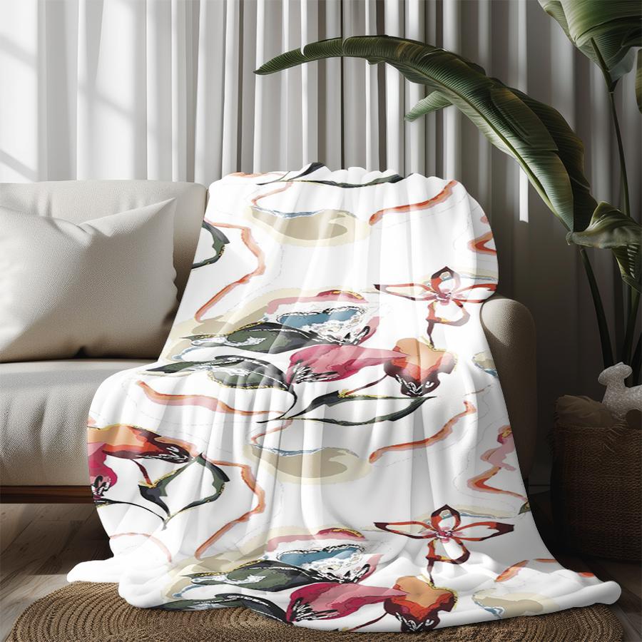 Colorful Floral Blanket Microfiber Flannel Cover Blanket Bedroom Living Room Sofa Soft And Comfortable Home Decoration