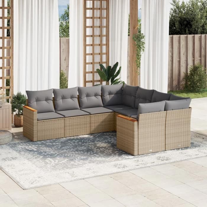 VidaXL Garden Lounge Set with Cushions 8 Pcs, Patio Sofas, Patio Furniture Set, Outdoor Furniture, Mix 3226556
