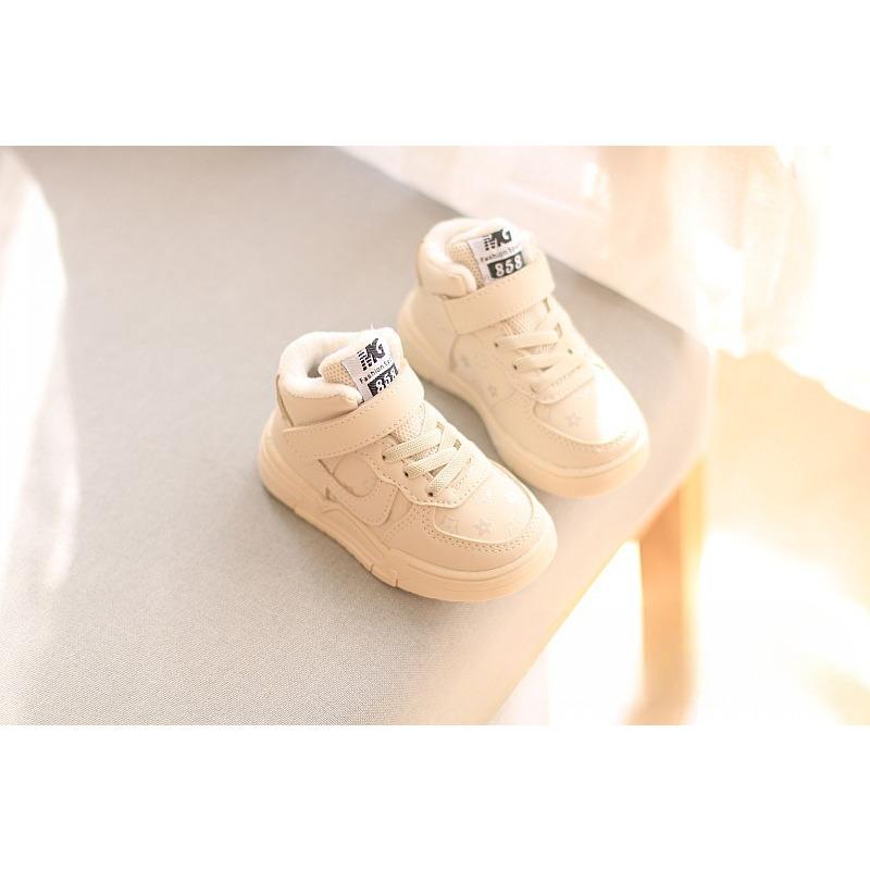 Fashion Retro High-top Children's Sports Shoes Thin Velvet Winter Casual Soft-soled Toddler Shoes Little White Shoes