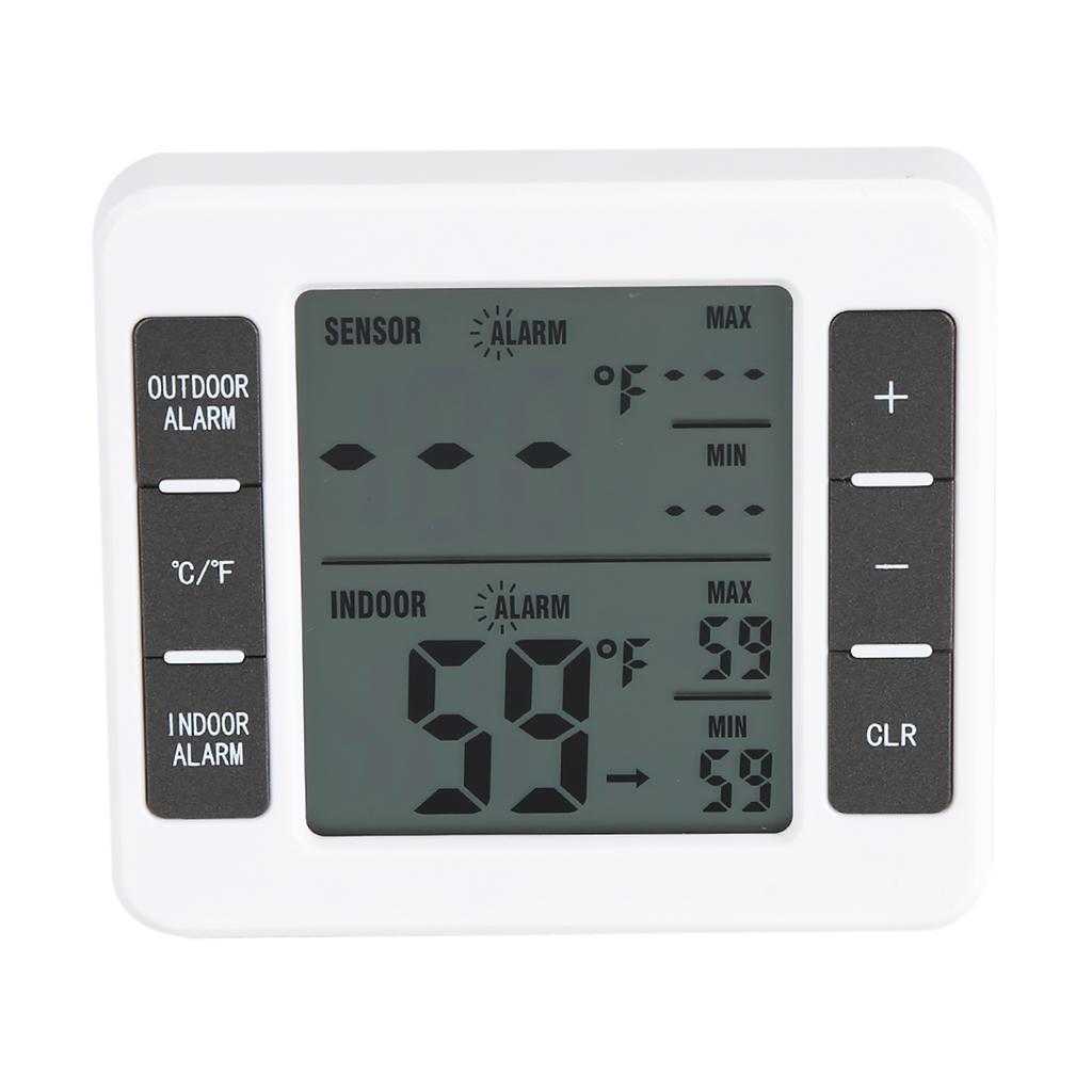 Refrigerator Thermometer with Alarm LCD Display Temperature Trend Indicator High and Low Records for Outdoor Indoor Temperature Sensor