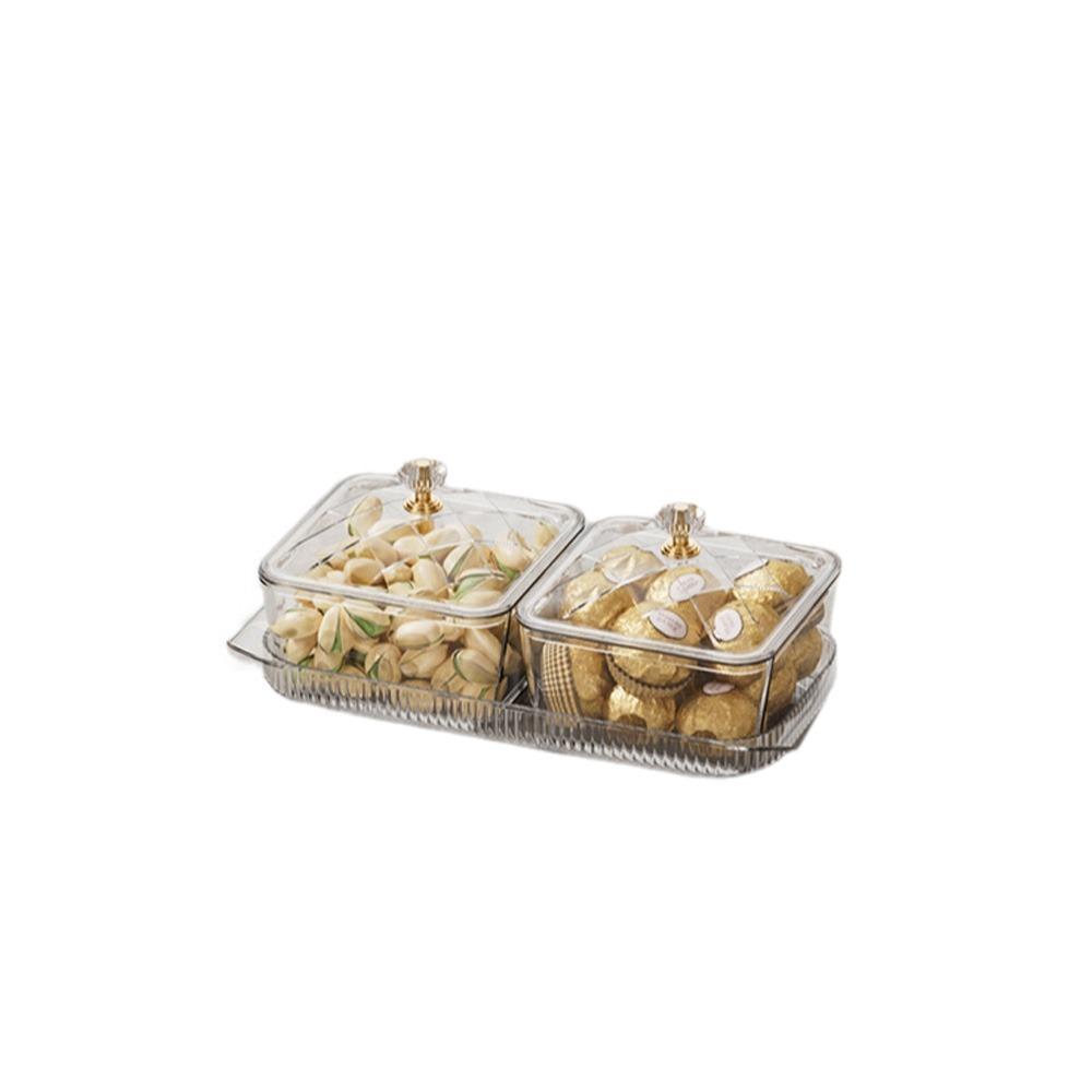 Dustproof Fruit Plate Partition Platter 2/4/6 Grids Snack Dessert Tray  Living Room