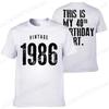 New Men Women's T-Shirts Vintage 1986 Graphic Short Sleeve T-Shirt Casual Tshirt Tops Birthday T-Shirt 40th Printed Female Tees