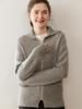 Women's Heavyweight Cashmere Dotted Knit Cardigan - High Neck, Long Sleeve, Zipper, Warm, Loose, Comfortable