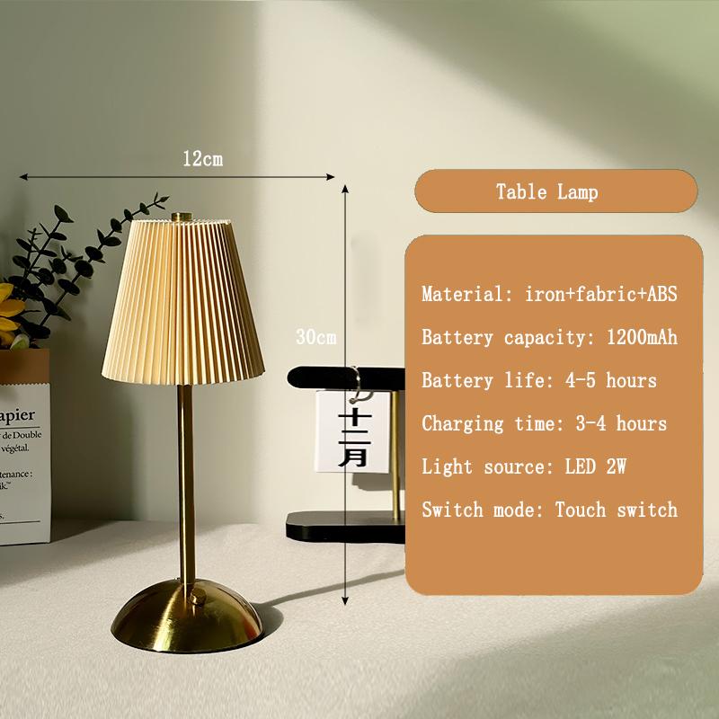 Kreativer LED-Faltenstoff-Lampenschirm Schlafzimmer Nachttischlampe USB-Lademodell Touch-Nachttisch Wohnzimmer Kleine Tischlampe