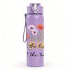 1PC God Is Good All The Time Floral Letter 750ml Color Plastic Sports Water Bottle Leakproof Flip Straw Lid Suitable for Sports Office Home Use