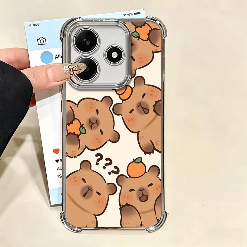 Funny Capybara Cartoon Cute Plating Phone Case For Xiaomi Redmi Note 14 15 Pro Plus 13 12 11 11S 11T 10 9S 9 5G Anti-Fall Airaba
