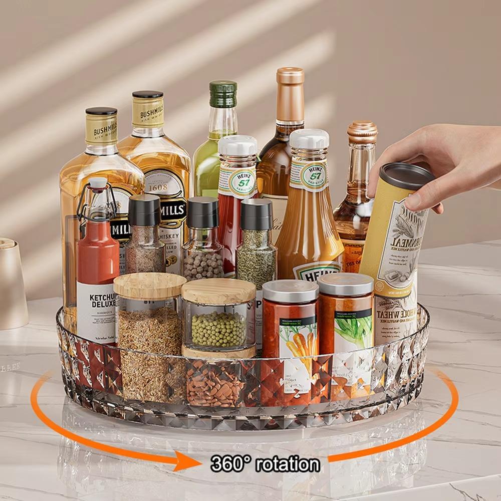 360 Rotating Kitchen Storage Tray Sturdy Seasoning Storage Turntable  Kitchen Accessories