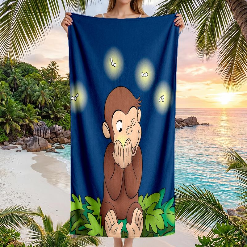 Curious George Fashion Beach Towel: Ideal for Summer Adventures Soft, Absorbent and Quick Drying Suitable for Swimming and Bathing