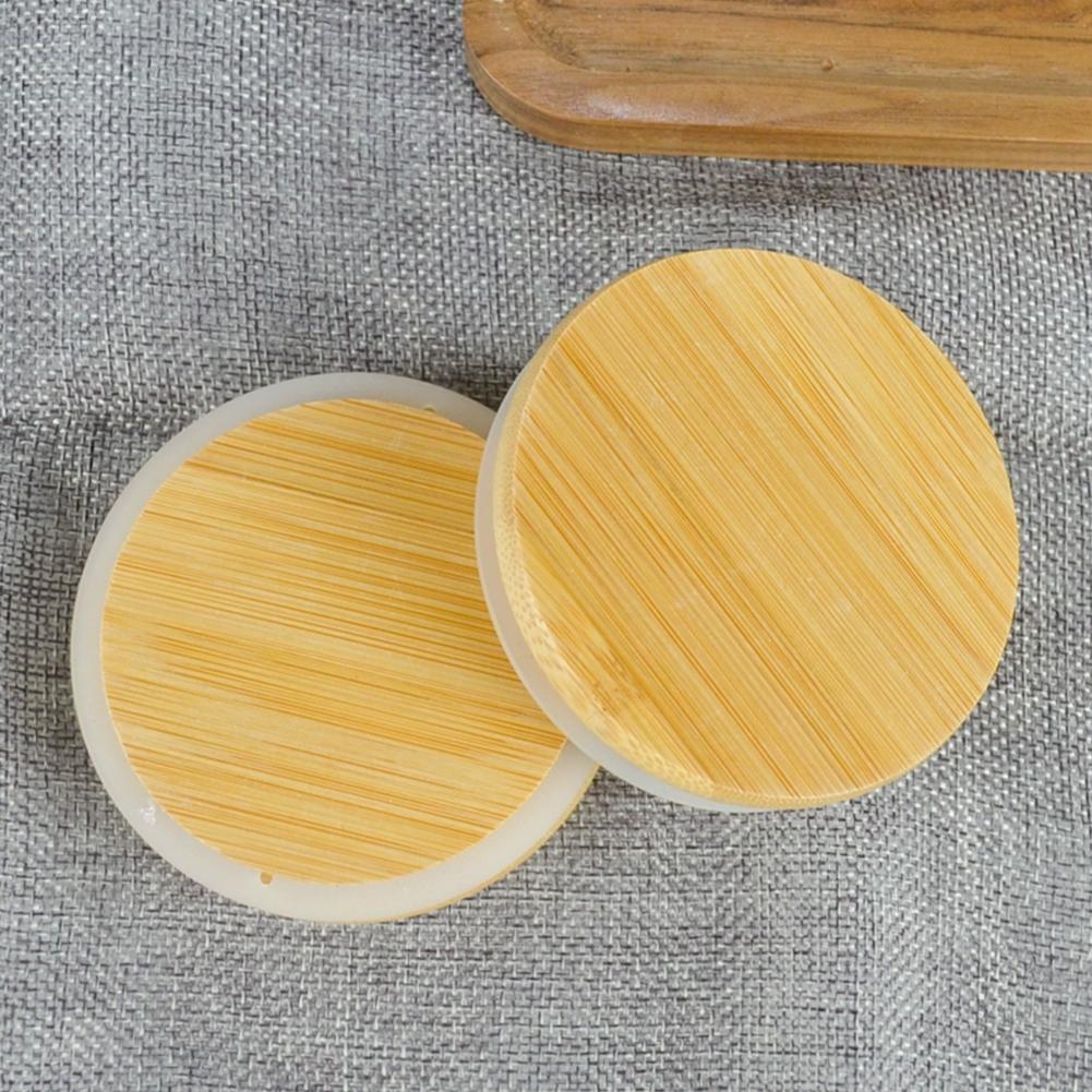 52/62/72/80/90/100mm Round Wood Mason Jar Lid Bottle Canning Storage Silicone Sealing Cap Wood Wide Mouth Cover Reusable Jar Lid