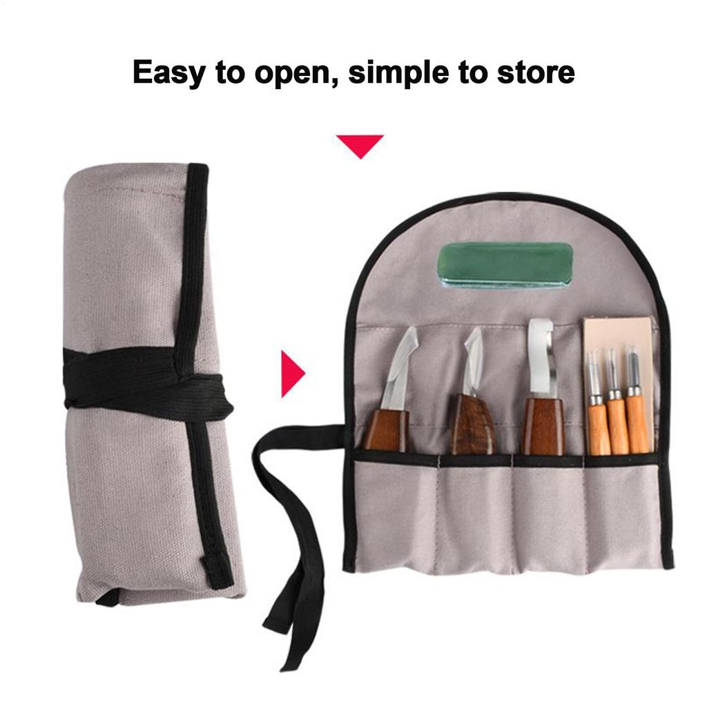 Wood Carving Tool Non Slip Handle Engraving Cutter 10 Pieces Kit Wood Carving Set With Storage Bag For DIY Lovers Beginners