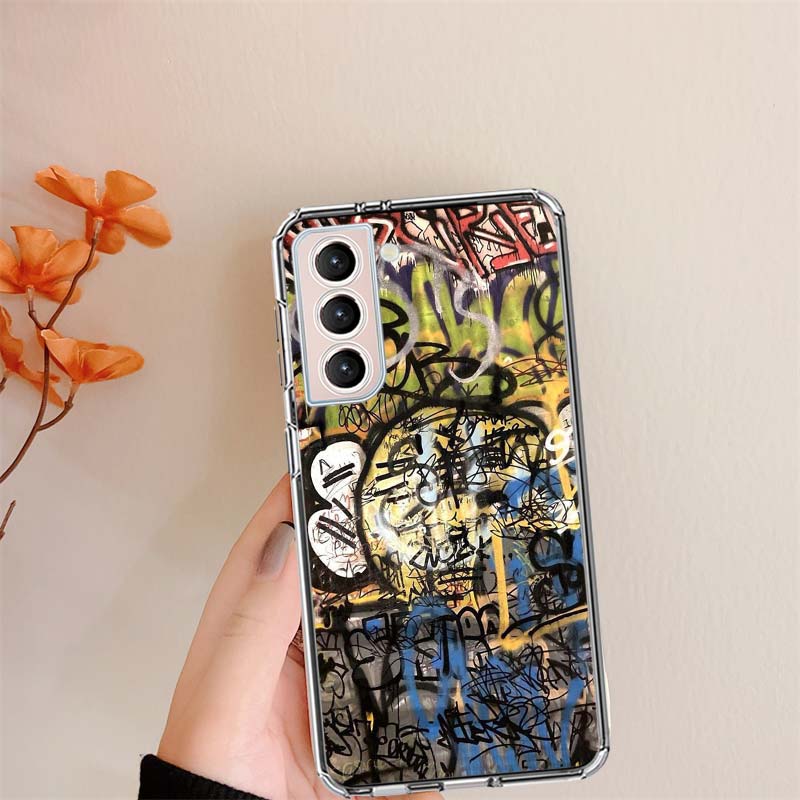 

Graffiti Clear Phone Cases for Samsung S26 Ultra Galaxy S25 Edge S24 S23 FE S21 Plus S20 S22 S10 Cover Patterned Compatible with Samsung S21
