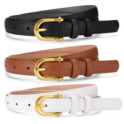Gold Buckle Solid Color Decorative Thin Belt, Women'S Jeans Shirt Pin Buckle Belt, Women'S Trend