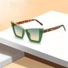 Vintage Large Size Cat Eye Shaped Fashionable Sunglasses For Women Square Shades Eyewear New Double Bridge Gradient Uv400 Sun