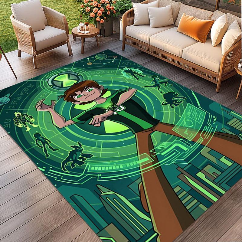 Ben 10 Cartoon Print Rug, Washable Floor Carpet, For Entryway Dorm Laundry Room Office Study, Home Decor Birthday Christmas Gift