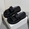 Women's Genuine Leather Summer Slippers - Thick Sole, Comfortable Matte Cowhide Sandals, Fashionable High-End Feel Flip-Flops.