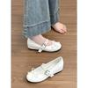 Retro bow inner height increase shallow mouth ballet single shoes women's one-word buckle with Mary Jane shoes