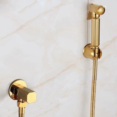 Tuqiu Hand-Bidet-Sprüher, Dusch-WC-Set, Goldmessing, Shattaf-Duschkopf, Kupferventil-Set, Jet-Bidet-Wasserhahn-Set