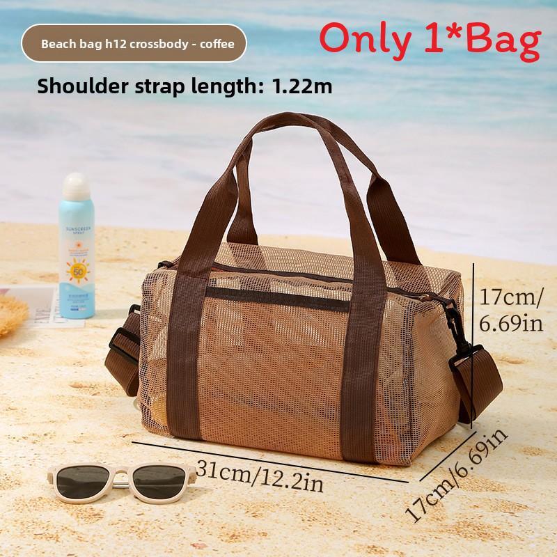 Beach Resort Mesh Tote Bag With Large Capacity For Swimming And Travel Storage