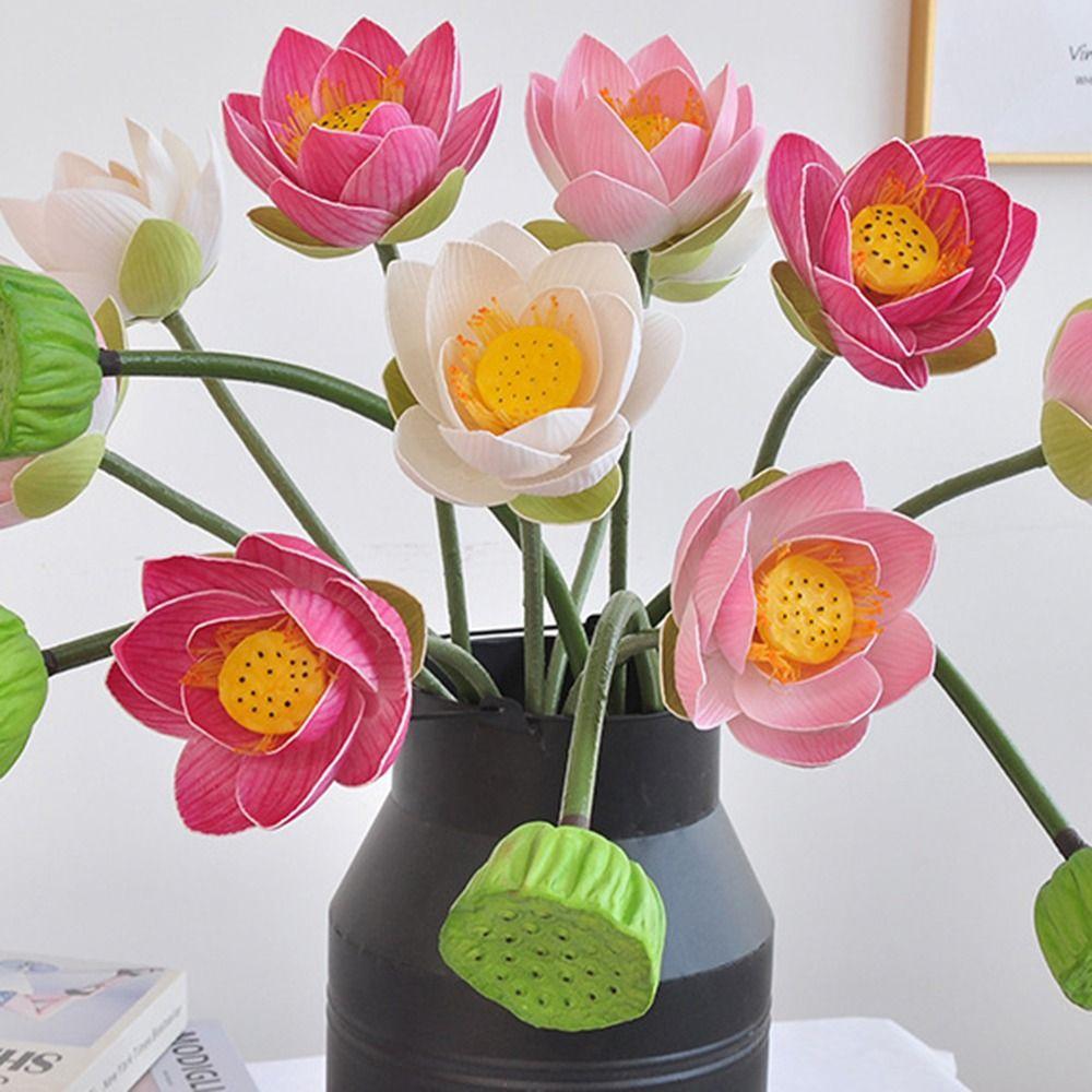 Long Stem Simulated Lotus EVA Decorative Fake Flower Fake Lotus Seedpod Garden Supplies