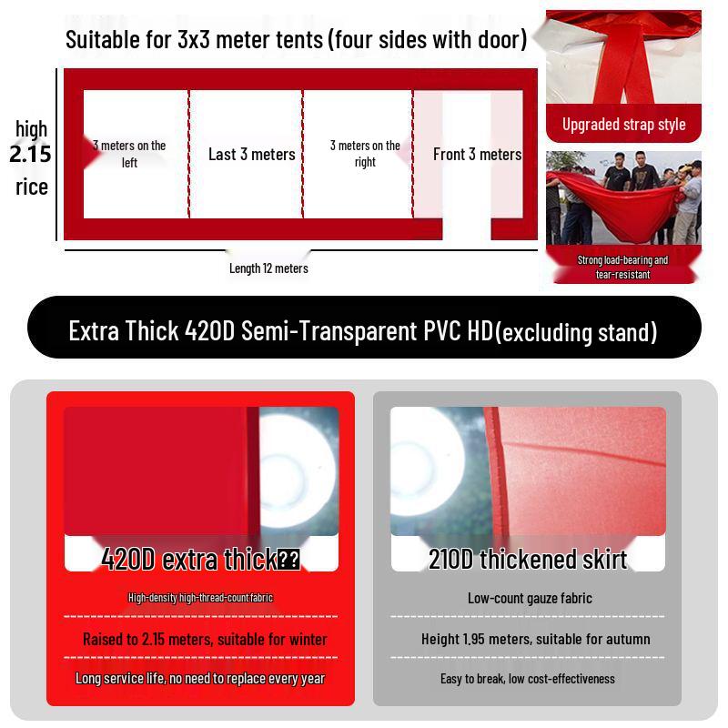 Thickened Outdoor Umbrella Tent Cloth - Windproof and Waterproof Surround for Four-Legged Umbrella