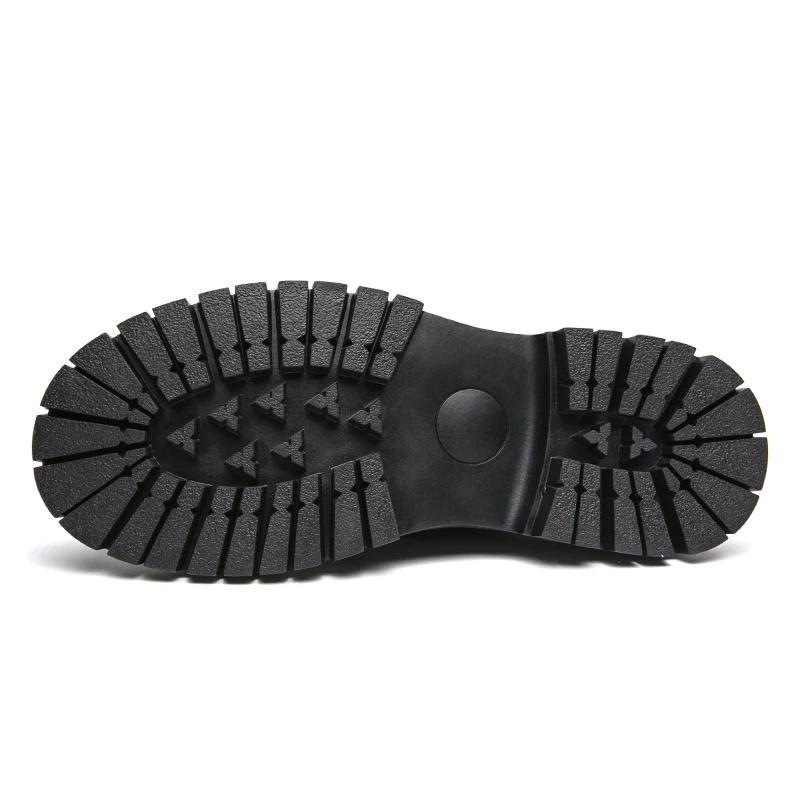 Black Official Oxford Shoes Men's Thick Soled Business Round Toe Leather Shoes with Lace Up Glossy Surface Brand Wedding Shoes