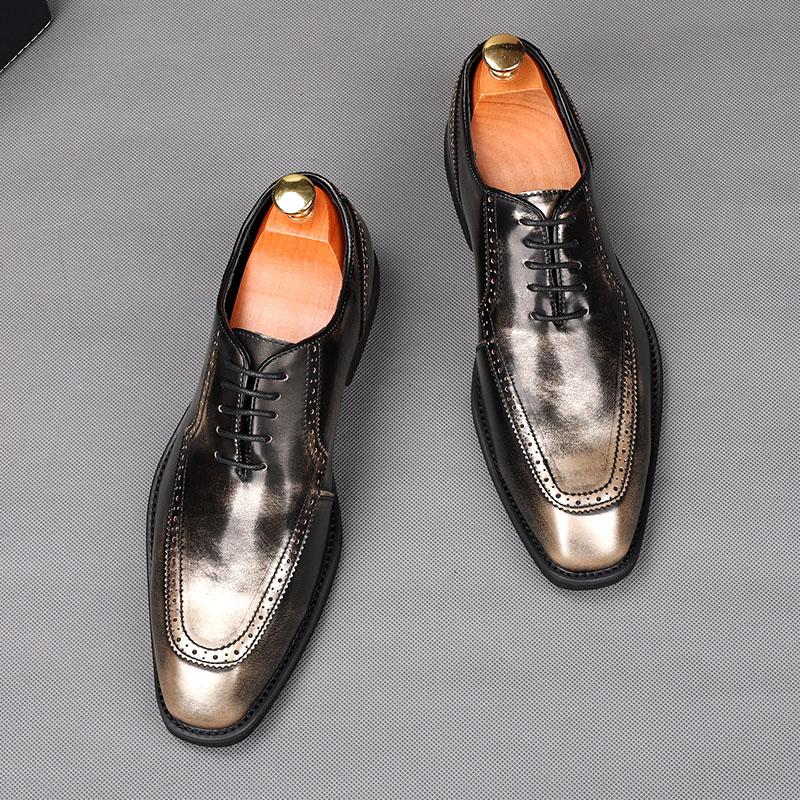 Fashion Retro Fashion Men Pointed Color Patchwork Gentleman Oxford Flats Casual Shoes Homecoming Wedding Dress Prom Zapatillas Hombre