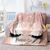 Eyelashes Customize Text Blanket Gift Customizable Blanket Comfortable for Office Bedding Sofa Couch Four Seasons Multipurpose