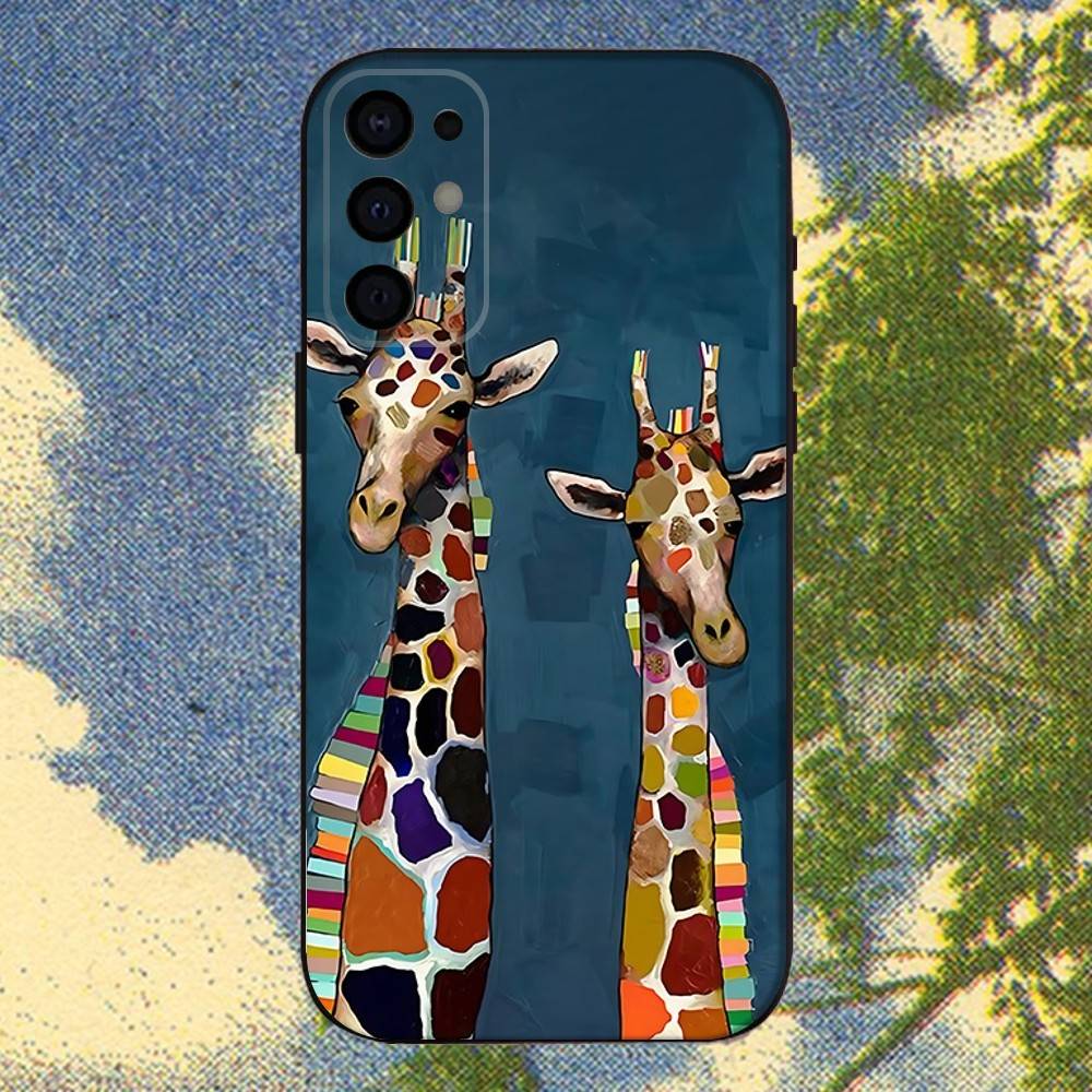 Giraffes Cute Animal Phone Case For Samsung S25,S24,S21,S22,S23,S30,Ultra,S20,Plus,Fe,Lite,Note,10,9,5G Black Cover