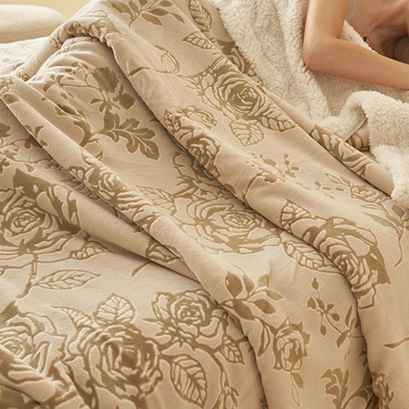 European 3D Carved Milk Velvet Winter Blanket Thickened Lamb Wool Blanket for Living Room Sofa Soft Warm Nap Quilt for Office