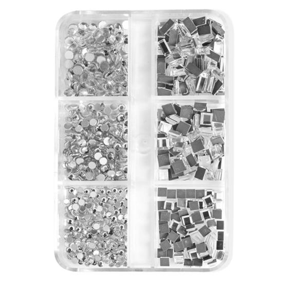 

1 коробка украшений для ногтей, глянцевые наконечники, аксессуары, красочные нежные 3D квадратные подвески, украшение своими руками для салона B