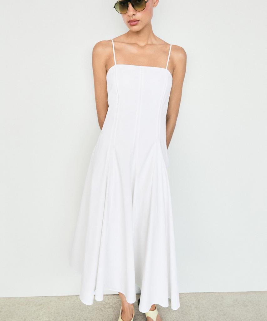 Masimodutti Cotton Poplin Strap Midi Dress