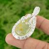 Sterling Silver Natural Moss Prehnite Wire Wrap Handmade Unique Pendant Jewelry