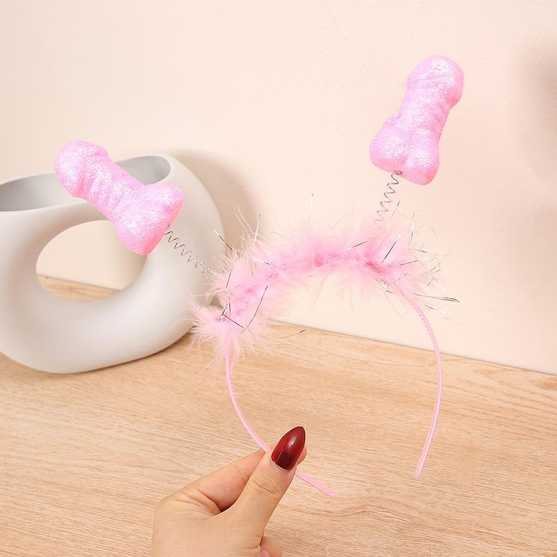 Pink Hen Party Bridal Shower Crown Funny Penis Headband Dick Hairband Bridesmaid Gift Decor Bachelorette Hen Party Favor Supplie