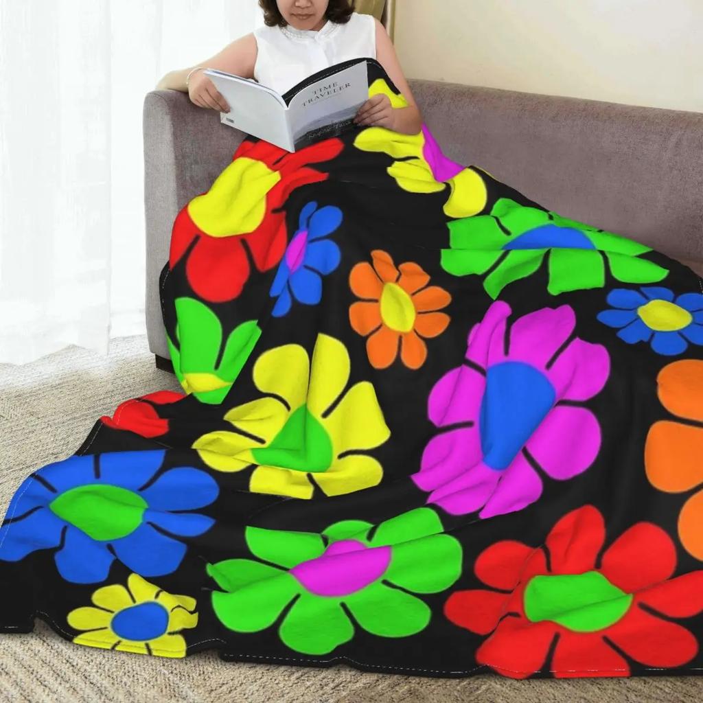 Hippy Flower Stokrotka Wiosenny Wzór Koce Miękki Koc Flanelowy Miękki Na Cały Sezon Piknik Biuro Koce Aksamitne Ciepłe Koce