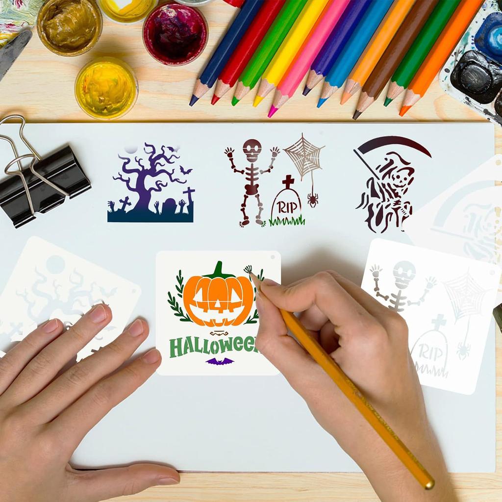 Halloween Painting Stencils for Crafts Pumpkin Witch DIY Templates