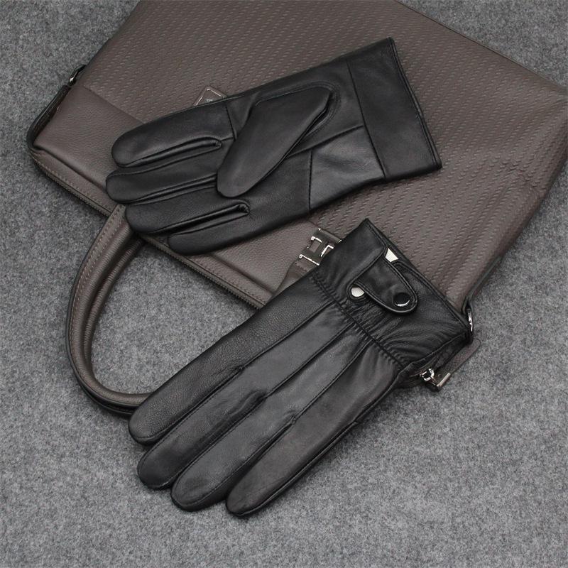 

Мужские комбинированные перчатки из натуральной кожи с флисовой подкладкой, непродуваемые, для вождения One Size чёрный