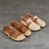 Johnature Retro Loafers Genuine Leather Mixed Color Women's Shoes Casual Versatile Flat Shoes