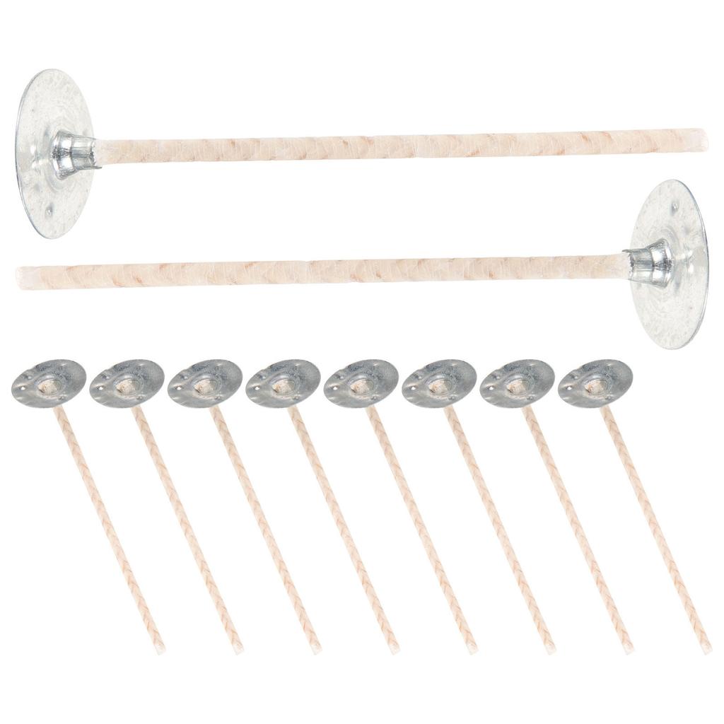 10Pcs Cotton Wicks for DIY Making Smooth Burning Wick with Metal Base Perfect for Scented Candles Soy Wax