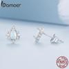 Bamoer 925 Sterling Silver Waterdrop-shaped Opal Earrings for Women Fine Jewelry Star-like Ear Studs Wedding Party Gift