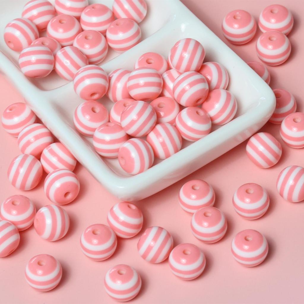 Japanese Macaron Lollipop Bead DIY Charm Set: Childlike Striped Round Beads for Phone and Bag Accessories