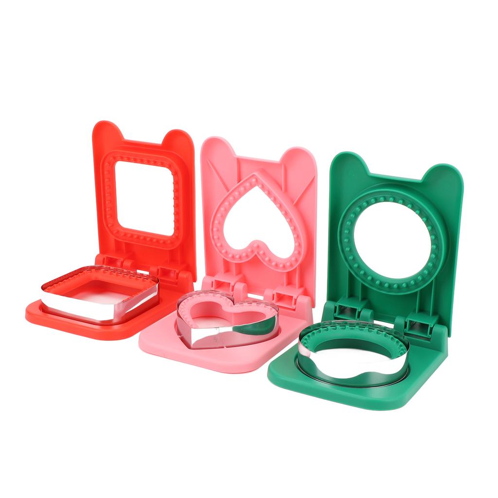 3ks Vykrajovátko a svařovačka na sendviče Vykrajovátko na sendviče do svačinových boxů Bento boxů Obdélníkové Červené Kulaté