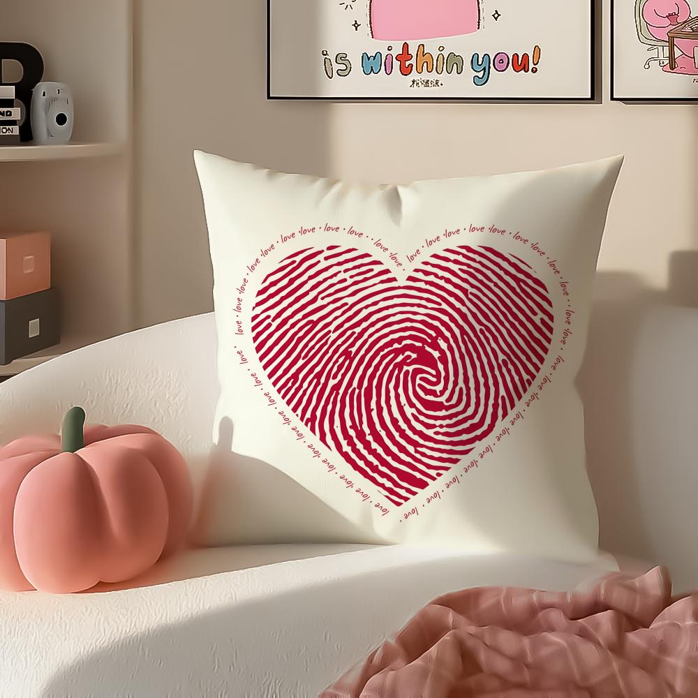 Sweet Romantic Cute Art Heart Shape Cushion Cover Pillowcase Short Plush Invisible Zipper Room Sofa Cushion Cover