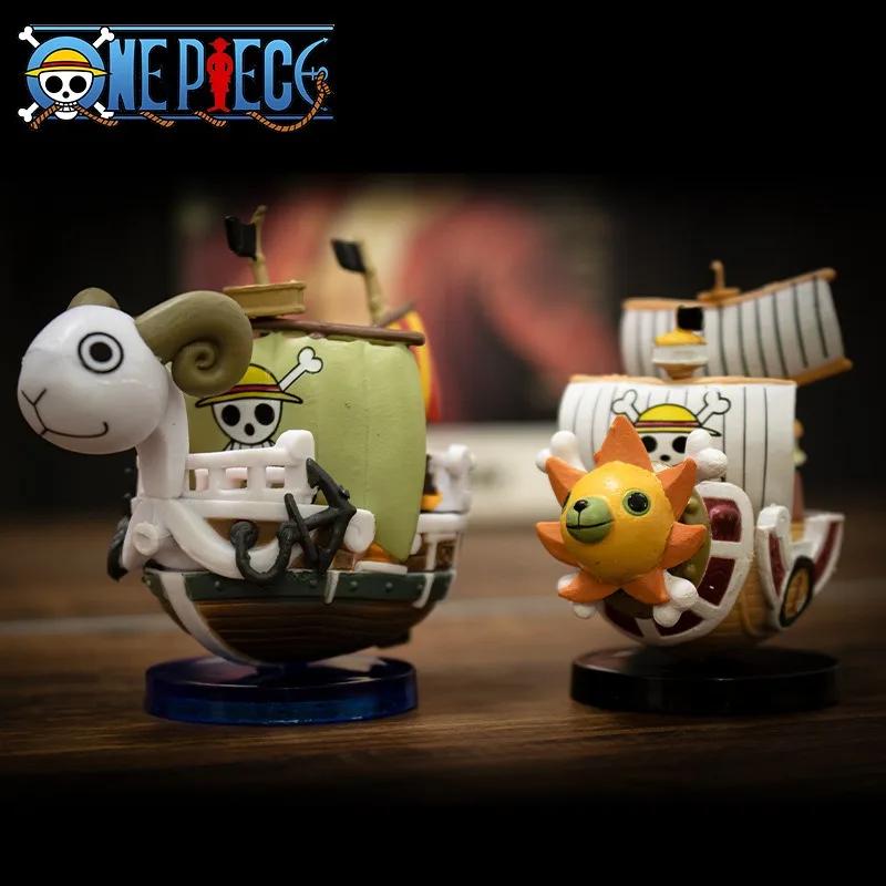 7cm Anime One Piece Schiff Figur Luffy Modell Spielzeug Super Süß Mini Boot THOUSANDSUNNY Going Merry Zusammengebautes Modell Actionfigur