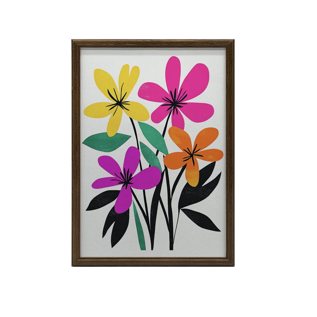 Plakat Kwiatowa Harmonia Plakat Kwiatowa Harmonia, 70X100 Cm, Rama Drewniana Jasny Dąb, Papier Matowy 230 Gsm