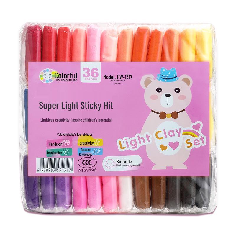 Ultra-light Clay: 36 Color Set for Kids - DIY Figurine Plasticine for Kindergarten Crafting