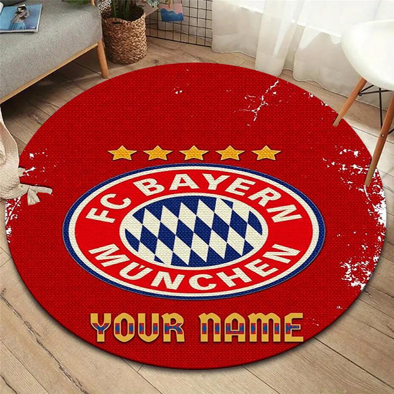 Bayern Munich Fan Gear Custom Name Round Area Rug Carpet Rug For Living Room Bedroom Sofa Playroom Decor Nonslip Floor Mat