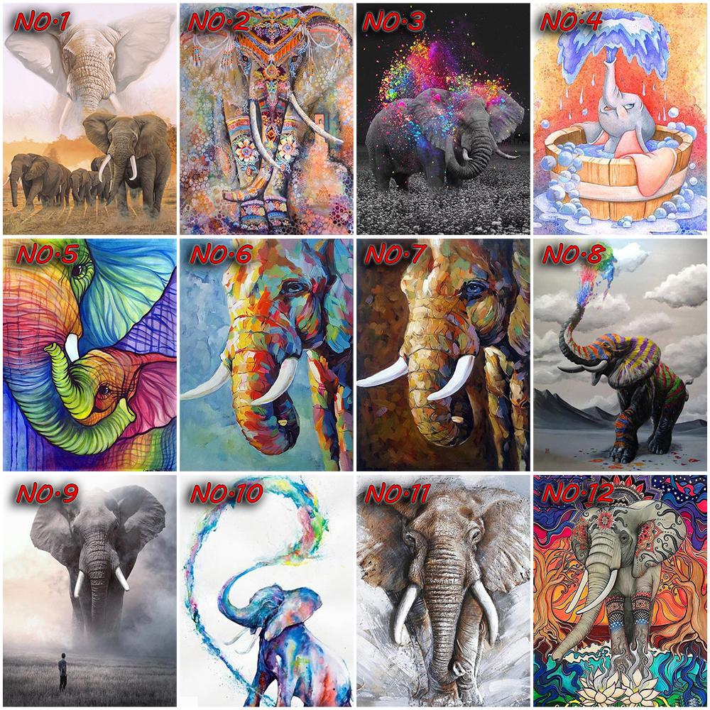 5D broderie cu diamant elefant pătrat complet rotund cu punct de cruce pictura cu diamante mozaic animale cu ac de decorare a casei