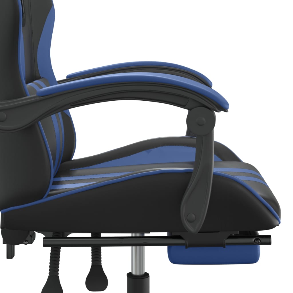 Gaming Chair with Footrest Swivel Black & Blue PU Leather