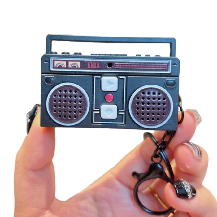 Vintage Tape Recorder Keychain Small Recording Music Box Pendant Keyring Backpack Ornament for Birthday Couple Present